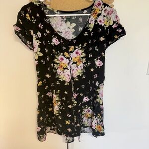 Wild Fable Mini Dress Black with buttons floral Size Medium